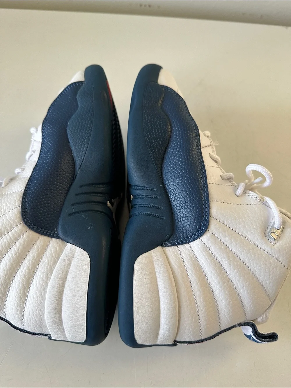 Nike White and Navy Retro Basketball Sneakers